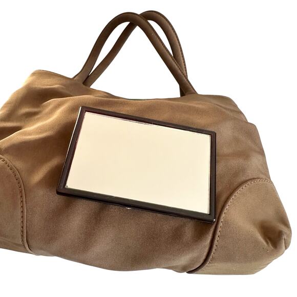 Bottega Veneta Brown Nylon Mini Bag with Mirror - Picture 15 of 16